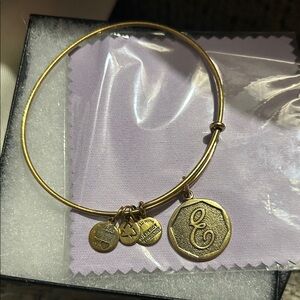 NWOT Gold Charm Bangle Bracelet “E”